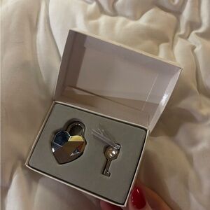 Swarovski Silver Heart Lock and Key Set